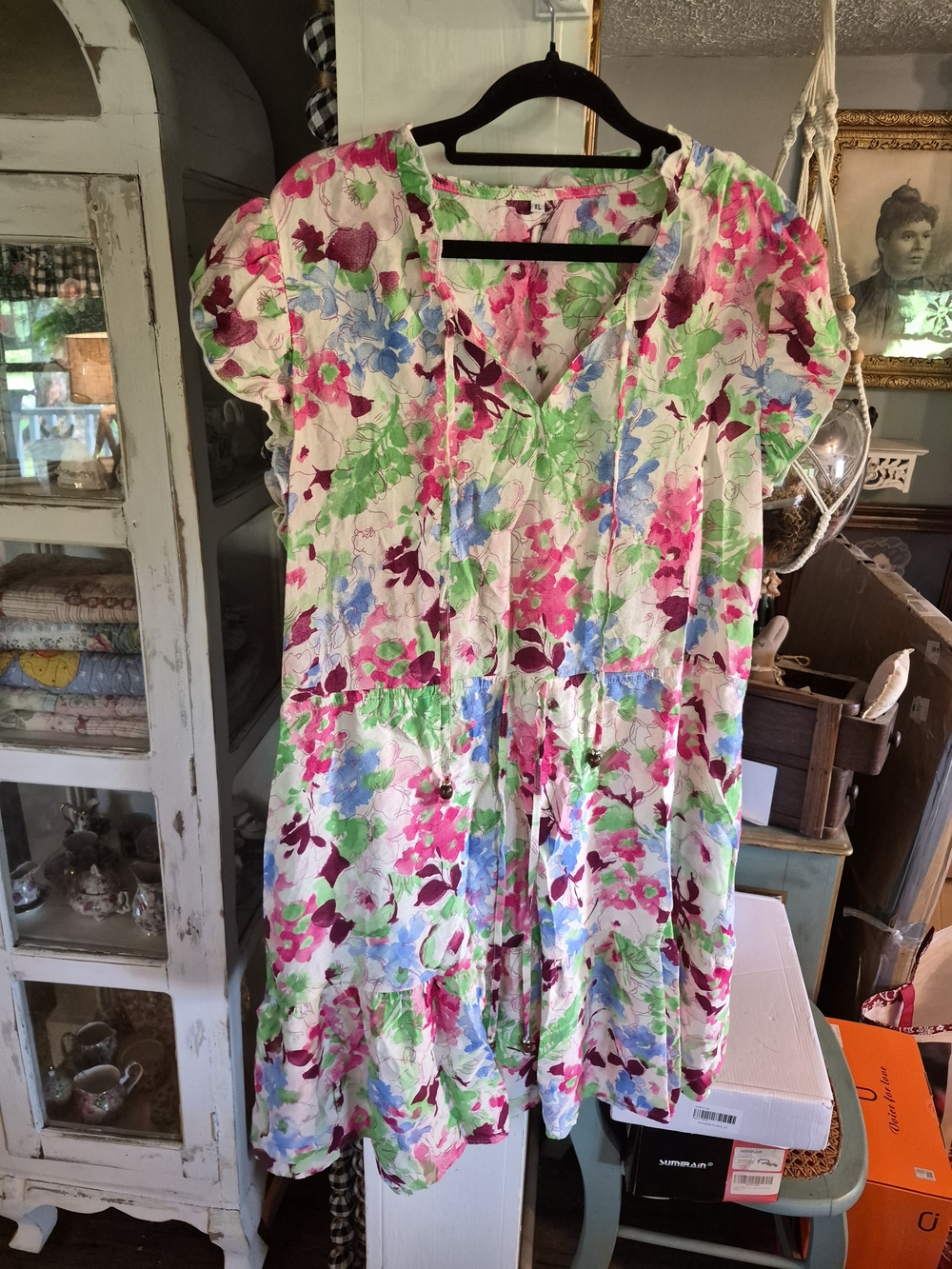 Floral Tie-Waist Summer Dress in Multi-Color - Picture 2 of 5